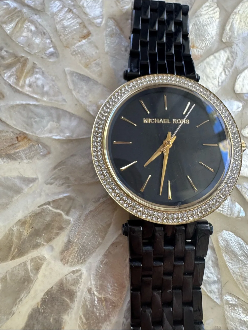 Michael Kors MK-3322 Black & Gold Crystal Bezel Stainless Steel Watch
